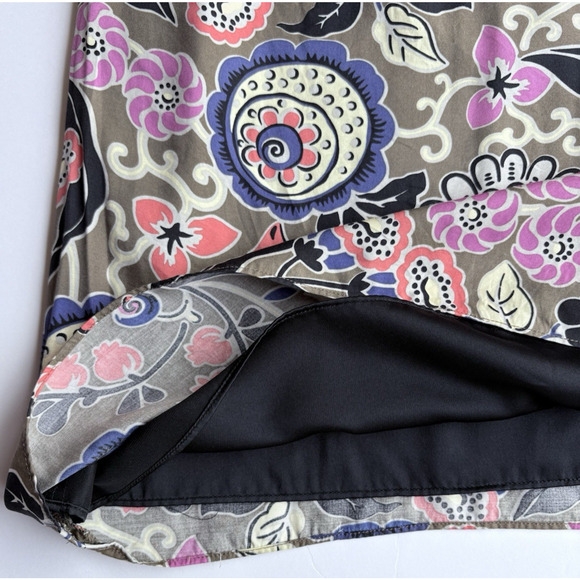 BODEN Silk Viscose Colorblock Floral Shift Dress Sz 10 Artsy Boho Retro Brompton - Picture 6 of 13